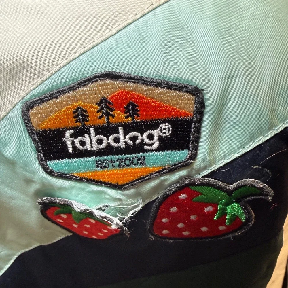 Fabdog Green Chevron Quilted Fleece Lined Dog Puffer Vest Sz 24 Strawberry Patch